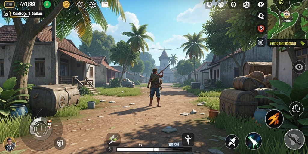 Tampilan gameplay AYU89 yang penuh aktivitas seru.