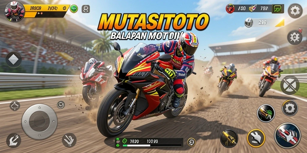 Tangkapan layar gameplay seru dari balapan motor MUTASITOTO.