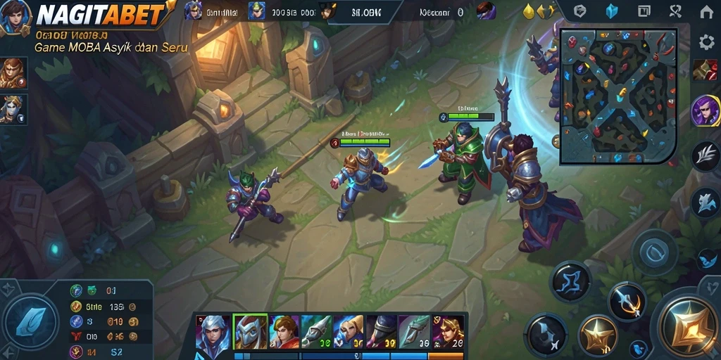 Gameplay seru di NAGITABET dengan pertempuran MOBA yang mendebarkan.