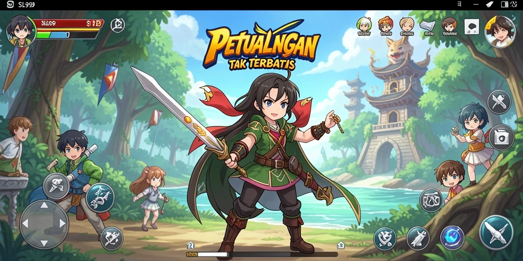 Tampilan permainan SL999 dengan karakter anime yang beraksi.
