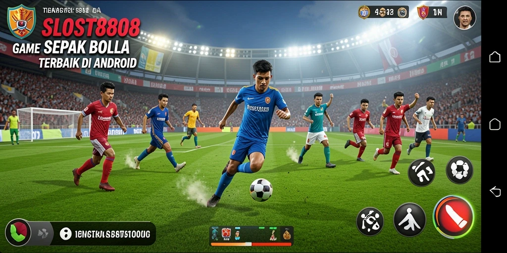 Tampilan gameplay sepak bola yang mendebarkan di SLOST8808.