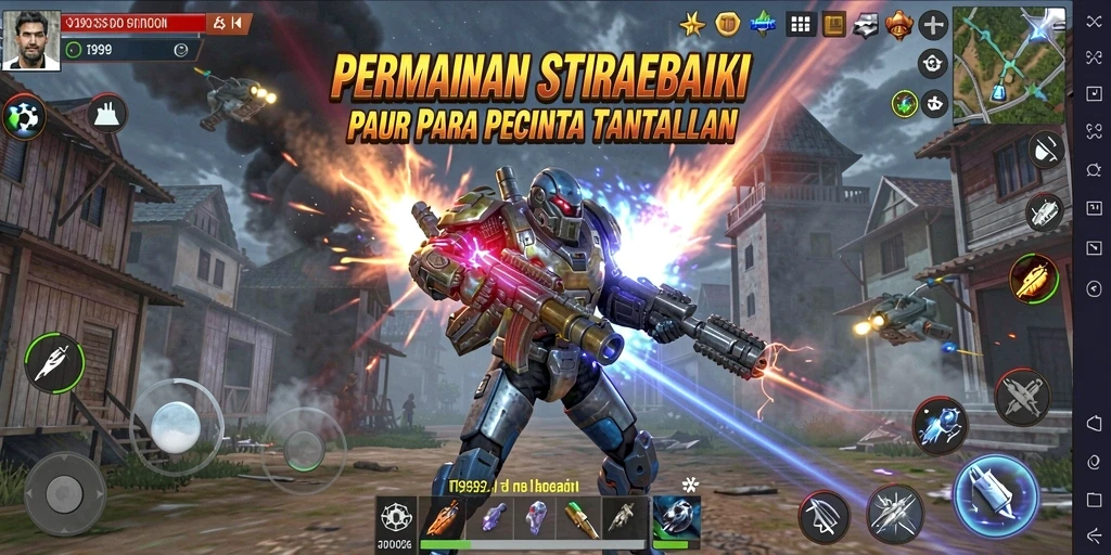 Screenshot utama T9999 yang menunjukkan strategi pertempuran yang mendebarkan.