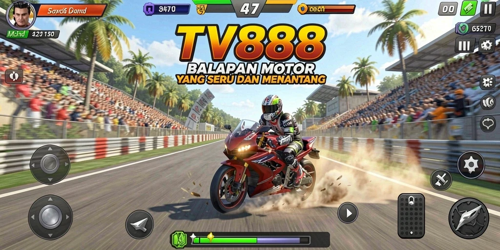 Tangkapan layar gameplay <strong>TV888</strong> menampilkan balapan motor yang dinamis dan menarik.